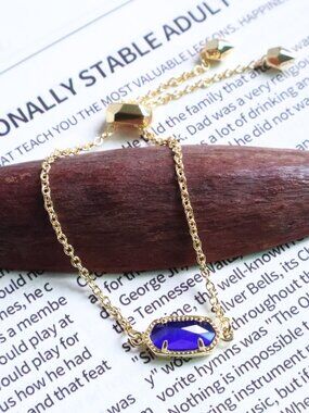 Kendra Scott Elaina 🎀 Gold Cobalt Cat's Eye Adjustable Chain Bracelet